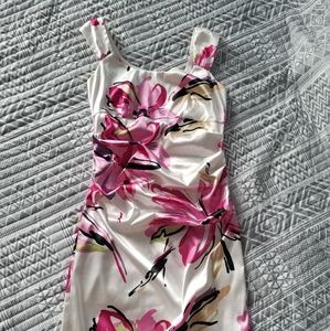 Pink Floral Ruched Dress